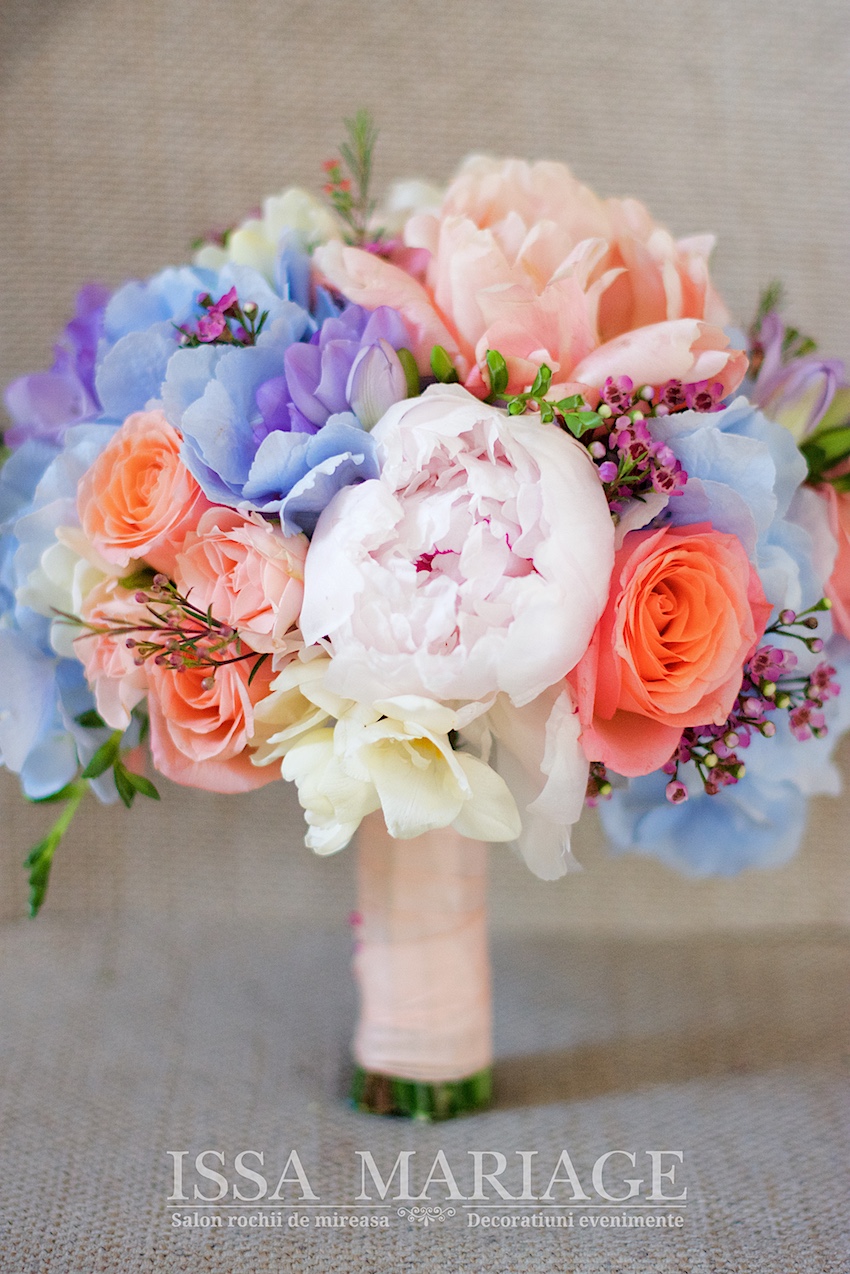 buchet mireasa bujori roz pla