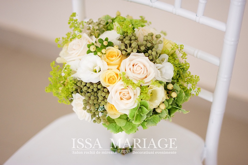 buchet mireasa hortensia verde