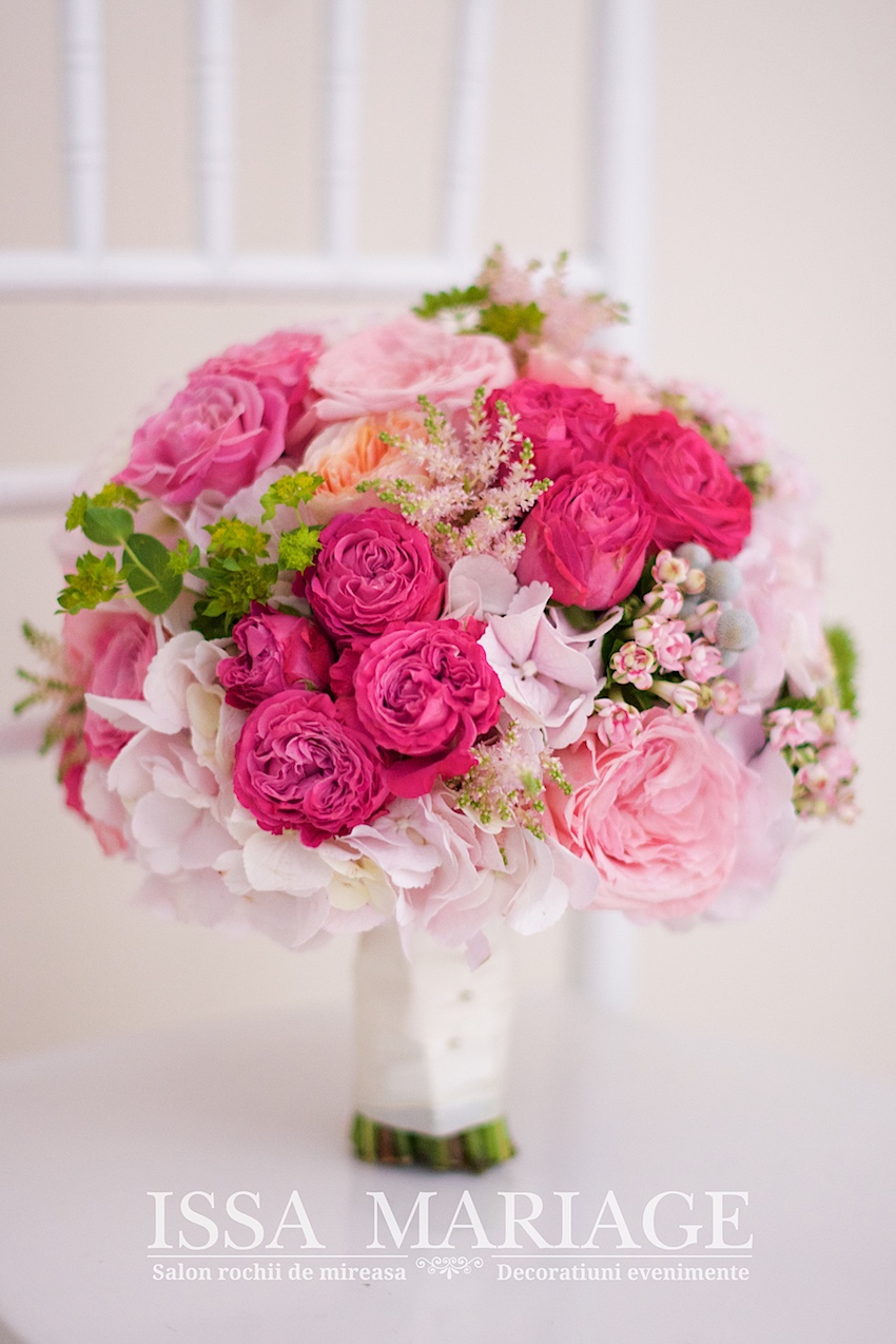 buchet mireasa cu trandafiri david austin