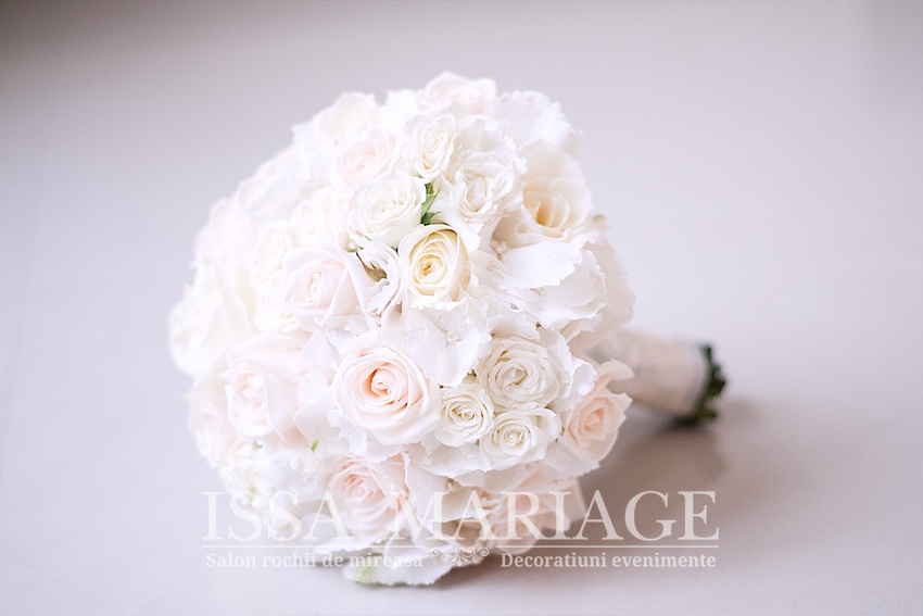 Buchet mireasa hortensie alba