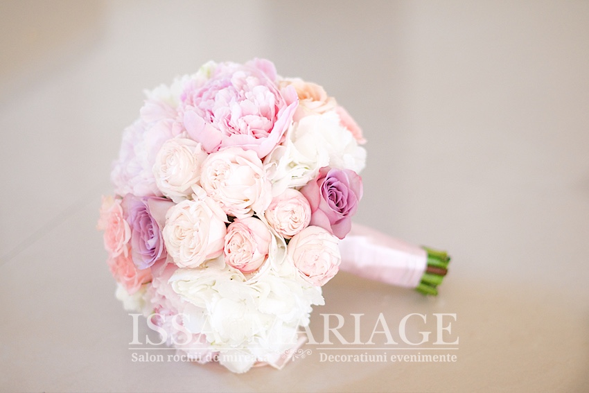 buchet mireasa miniroze roz pal issaevents