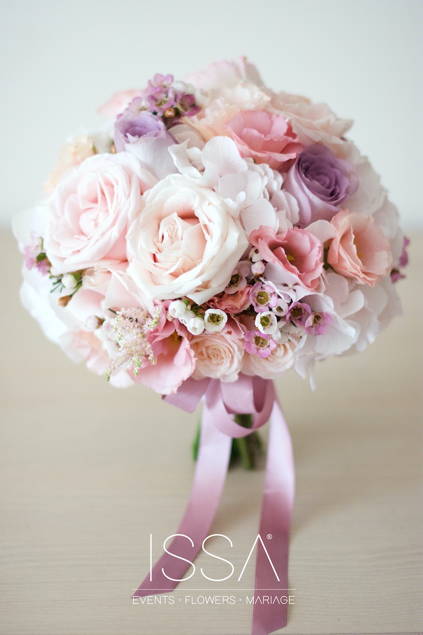 buchet mireasa roz pal