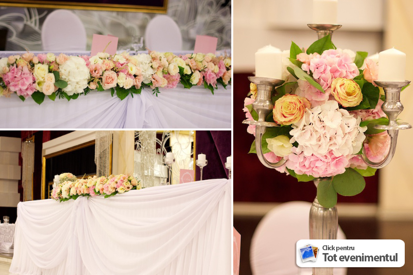 decoratiuni nunta issamariage aranjamente florale din hortenisa pe sfesnice cu lumanari
